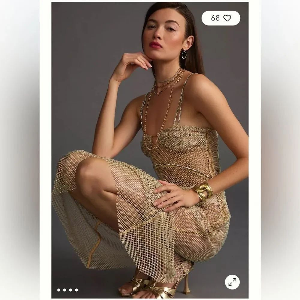 Anthropologie Not So Serious by Pallavi Mohan Sheer Sparkle Dress